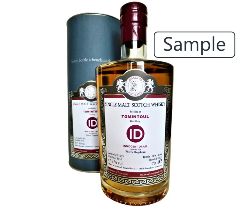 Tomintoul 2010 Innocent Dram Sherry Hogshead 47,5% Vol Malts of Scotland Sample
