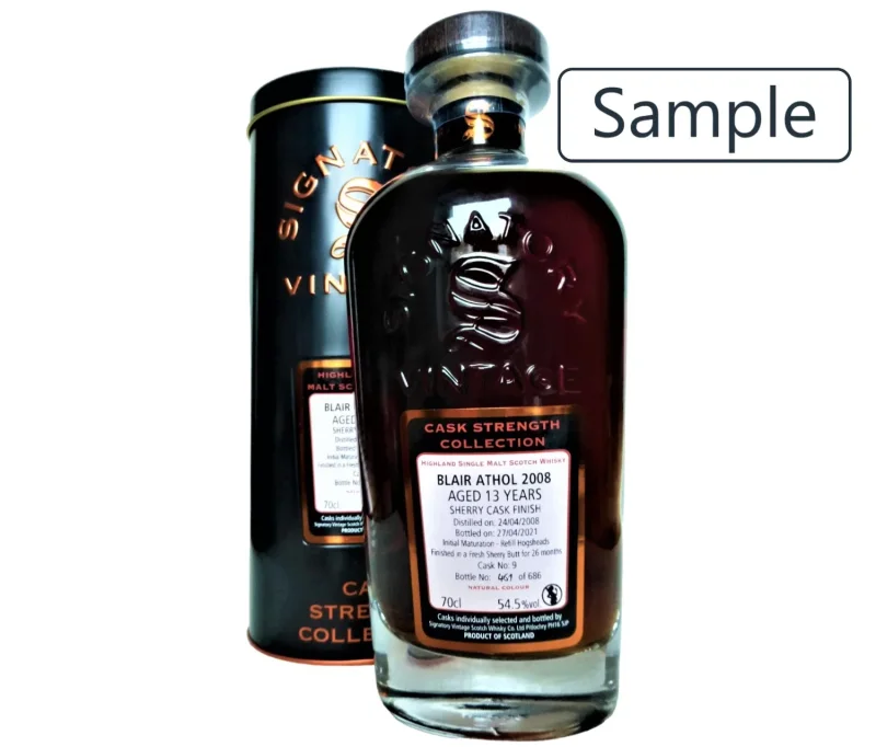 Flasche Blair Athol 2008 Fresh Sherry Butt Finish 54,5% Vol Signatory Sample