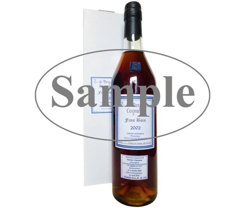 Cognac Fins Bois Millesime 2002 Single Cask E. de Moysson 49,1% Vol Exklusiv für Alambic Classique Sample