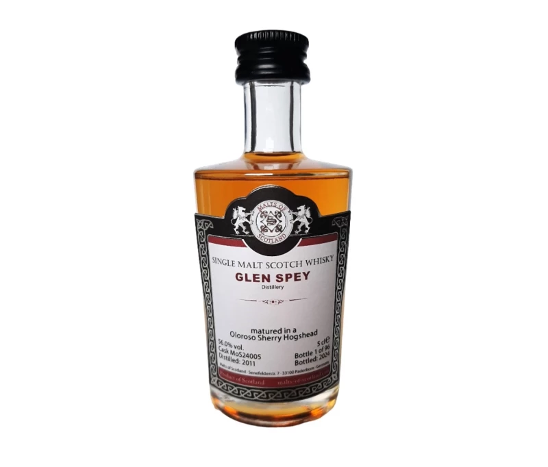 Glen Spey 2011 Oloroso Sherry Hogshead 56% Vol Malts of Scotland Miniatur