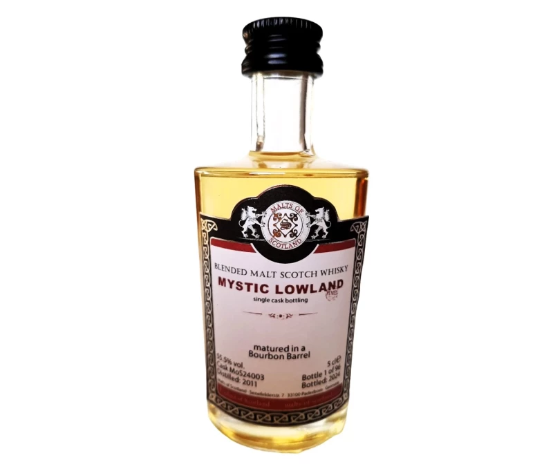 Mystic Lowland 2011 Peated Bourbon Barrel 55,5% Vol Malts of Scotland Miniatur