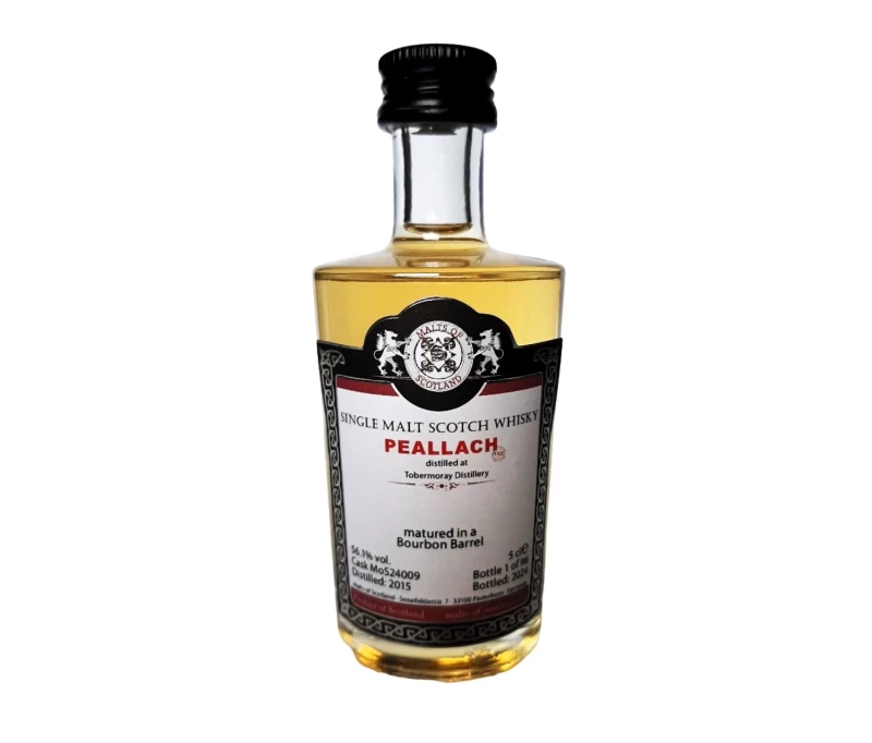 Peallach (Peated Tobermory) 2015 Bourbon Barrel 56,1% Vol Malts of Scotland Miniatur