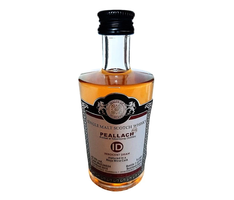 Peallach (Peated Tobermory) 2015 Innocent Dram Rioja Wine Cask 47,5% Vol Malts of Scotland Miniatur