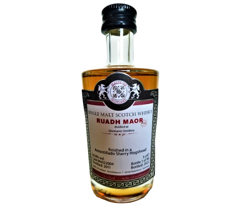 Ruadh Maor 2011 (Peated Glenturret) Amontillado Sherry Hogshead 54,8% Vol Malts of Scotland Miniatur