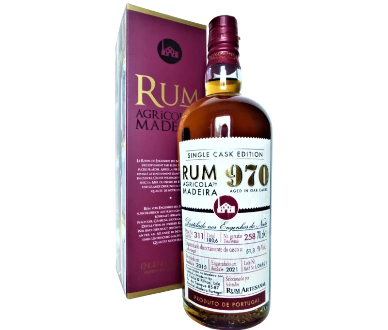 Rum 970 Single Cask Edition Engehos Do Norte Destillerie Agrícola Da Madeira 51,3% Vol Originalabfüllung/Rum Artesanal